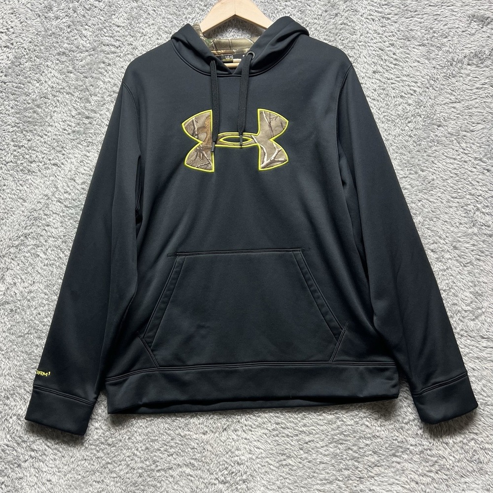 Under Armour Hoodie Sweatshirt Mens Large Black Camo Storm Hoodie Loose Pullover